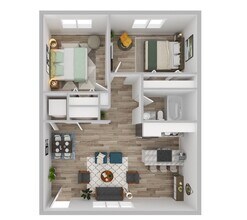 2 Bedrooms, 1 Bathroom Large S220 floor plan